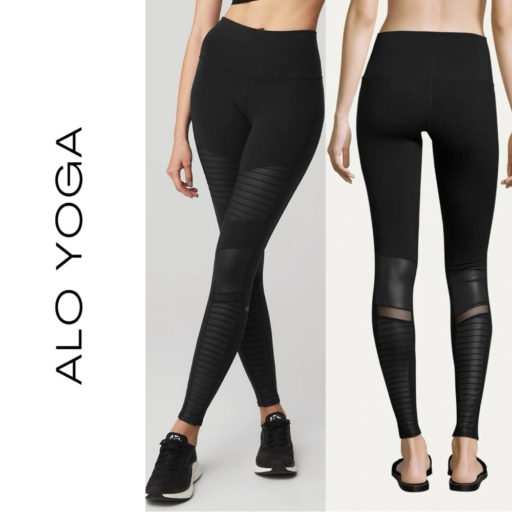 ALO Yoga EUC Moto 7/8 Black Leggings Sz M 6 8 10